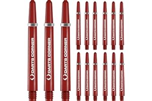 DESIGNA DARTS Designa S0741 Stems | 5 Sets of Tough Nylon Darts Corner Dart Shafts including Steel Ring, Medium, Red