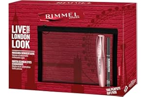 Rimmel London Cofanetto Regalo Live Your London Look, Pochette con Mascara Wonder'Luxe Volume e Matita Occhi Nera Scandal'Eyes Exaggerate Eye Definer