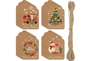 Yolaist 100PCS Gift Tags for Presents - Kraft Brown Gift Tags with String for Gift Wrapping- Christmas Tags for Presents, Hanging Labels for DIY Xmas, Decorations