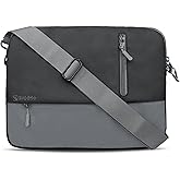 AirCase Laptop Messenger Sleeve Bag 15.6 Inch for MacBook & Laptop, Water Resistant PU Leather, Shockproof Padded Laptop Bag with Shoulder Strap, Fron