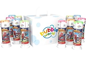 Bubble World - Bulles de Savon Spider-Man pour Enfants - Pack de 12 pièces de 60 ML - Gadgets d'anniversaire sur Le thème des Super-héros - Fabriqué en Italie
