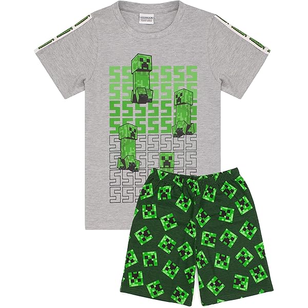 Minecraft Undead Pyjama Set Jungen - Navy Kurzarm Mit Untoten Motiven