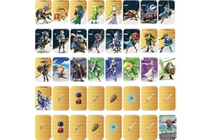 ZXCVBN Lot de 40 Mini Cartes NFC Amibo compatibles avec Legend of Zelda, Breath of The Wild Botw, Tears of The Kingdom Cards compatibles avec Switch/Switch Lite/Wii U
