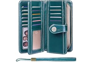 SENDEFN Portafoglio Donna in vera pelle,grande capacità Portamonete con Bloccaggio RFID, Portafoglio Donna porta Cerniera con 24 Titolari di Carta…