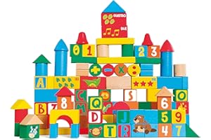 SEVI Blocchi Costruzione (100 pz.) | Trudi by Giochi in Legno educativi Prima Infanzia. Costruzioni e Giocattoli. Regalo di Natale e Compleanno per Bambini | 20x20x22cm Wood | Modello 88059