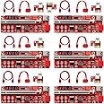 MZHOU PCIe 1X to 16X Riser Card, PCIe Graphics Card,PCI-e Riser Adapter Card for Bitcoin Crypto Ethereum Mining (Chip:VER013 Pro，Red 6 Pack)