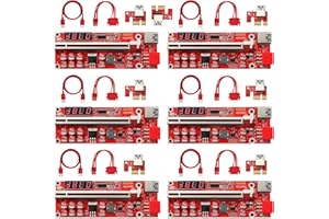 MZHOU PCIE Riser 1X a 16X Riser Card - PCIe Tarjeta adaptadora Vertical Ethereum Eth Bitcoin Mining Devices - Plataforma de minería de criptomonedas Digitales GPU Riser (VER013 Pro Red 6 Pack)