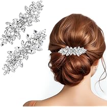 Glamour Girlz Damen Haarklammer – Mit Strasssteinen, 9 Cm, Weiß, Für Hochzeit & Party