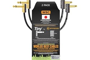 2 unidades – 25 cm – Pedal, efectos, parche, cable de instrumento WORLDS BEST CABLES – fabricado con alambre Mogami 2319 y conectores R/A TS chapados en oro Eminence Tiny (6,35 mm)