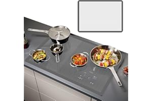 BEELUKY Tappetino Piano Induzione 80 x 52cm in Silicone Multifunzionale - Protezione Riutilizzabile, Antiscivolo e Antigraffio per Piani Cottura a Induzione (Bianco)
