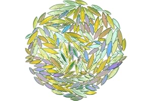 Yuvori 0,5 kg Keramik Blattform Mosaik Fliesen Gemischte Größen DIY Dekor für Badezimmer Wohnzimmer Küche Garten (Irisierendes Hellgrün)