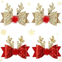 Weihnachts-Haargummis Damen – 4er Set Mit Glitzer & Samt, Elastisch Für Pferdeschwanz & Dutt