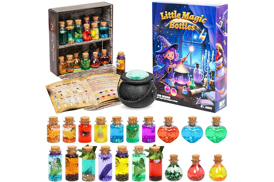 Newthinking Potion Making Kit for Children, Mix 20 Magic Experiments Fairy Dust Potion Bottles with Magic Cauldron, Creative Kids Craft Gift Toy for Boys Girls Ages 8-12