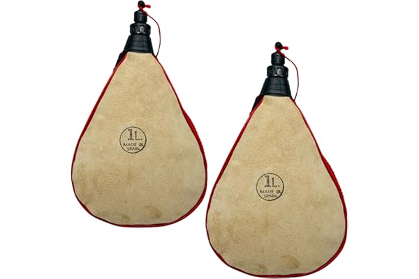 UYUNIX Pack x2 Botas de Vino en Piel Cuero Vacuno con Interior de Látex 1L Bota Senderismo Mujer - Regalo Fiestas Vacaciones Cumpleaños