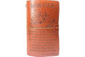 à Mon Fils Carnet de Notes Cuir Cadeau, OMNIQI Cahier Journal Anniversaire Cadeaux Carnet de Voyage Vierge Vintage, Idee Cadeau de Noël Graduation Paques Pour Fils (Maman)