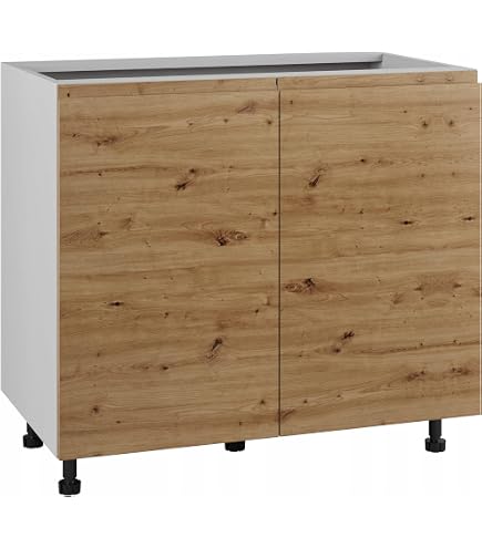 Küchenschrank LUGO Unter Spüle – 80x52,8x82 Cm, Acrylfront Weiß, Grifflos, Verstellbare Füße
