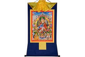 Gandhanra Thangka Tibetano - Guru Rinpoche Thangka - Arazzo di Buddha a Stampa Dorata per Decorazione Zen, Meditazione, Rilassamento Spirituale e Pace