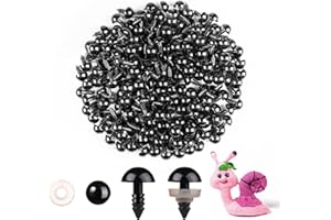 MUCUNNIA 200 Stück 10 mm Sicherheitsaugen für Häkeltiere mit Unterlegscheiben Amigurumi Augen für Häkeltiere Kunststoff Schwarz Sicherheitsaugen zum Häkeln Basteln Sicherheitsaugen für Kuscheltiere