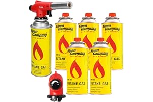 REXXER HEAVY DUTY TOOLS REXXER | 1300 W Gasbrenner | Kein Netzzugang | Flammentemperatur 1350 Grad Celsius | Sicherheit | Leistung | Schraubkartuschen | Piezozündung | Flammensteuerung | 6 Gaskartuschen enthalten.