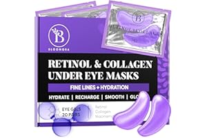 BLOOMORA Patch Yeux Anti Cernes (20 paires), Masque Yeux avec Niacinamide et Acide Hyaluronique, Patch Anti Cernes et Poches - Collagène - Rétinol