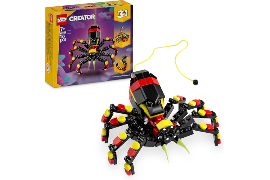 LEGO Creator 3in1 Wild Animals: Surprising Spider Toy - Transforms into a Scorpion Figure or a Snake - Building Set for Nature-Loving 7+ Year Old Boys & Girls - Creative Birthday Gift - 31159