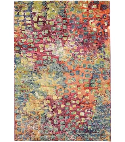 RugVista Block Tapis Moderne, 140x200 Cm, Rectangulaire, Poil Moyen, Nettoyage à Sec, Salon, Salle De Séjour, Chambre, Salle à Manger, Fabriqué à La Main, Bleu