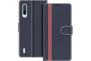 COODIO Etui z klapką do Xiaomi Mi 9 Lite, Futerał na Portfel Magnetyczny do Xiaomi Mi 9 Lite Pokrowiec, Ciemny Niebieski/Czerwony