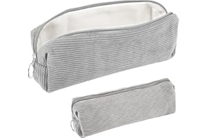 Hopton Federmäppchen Cord-Stoff, Mäppchen Aesthetic, Praktisches Federmappe Stiftemappe, Modische Federtasche für Jungen und Mädchen,Portable Schulmäppchen Pencil Case für Teenager Schule,Büro(Grau)