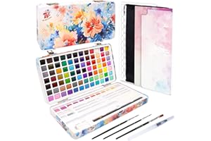 TBC THE BEST CRAFTS TBC Peinture Aquarelle 100 Couleurs en Boîte Portable,Compris 36 Métalliques 7 Fluorescentes, Aquarelles avec Papier Aquarelle, Pinceaux et Autres outils de Dessin pour Artistes et Peintres Amateurs