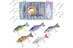‎EASYHOOKING EasyHooking Hecht Zander Barsch Wobbler Set 11-TLG Raubfisch-Angel-Set Köder mit Gelenk für realistischen Lauf - 5 Kunst-köder 10cm/15g + 5 Stahlvorfächer + 1 Aufbewahrungsbox