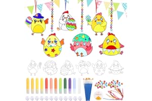 Landifor 12pcs Chick Window Art Craft Kit Stained Glass Easter Suncatcher Ornament Paint Your Own Chick Sun Catcher Easter Hanging Window Decor for Kid Classroom Easter Hunt Event Spring Basket Party