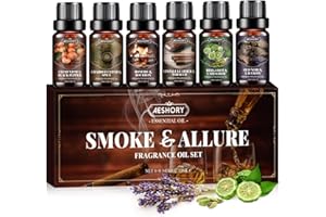 AESHORY 6 x 10ml Zestaw Olejków Eterycznych Dla Mężczyzn, Naturalny Olejek Do Dyfuzora Zapachowego, Olejki Zapachowe Do Nawilżaczy Powietrza, Wyrobu Świec I Perfum