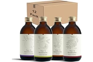 You + I Kombucha – Mixed Flavours (12 x 330ml) | x3 Ginger, x3 Lime Sea Salt, x3 Black Cherry, x3 Lemon Lavender | Gut Health Support | Rich in Live Cultures & Antioxidants | Low Sugar | 100% Natural