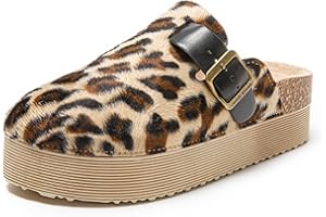 JOMIX Zoccoli Donna con Zeppa Ciabatte Invernali Comodi Pelle Scamosciata Pantofole da Inverno con Suola in Sughero