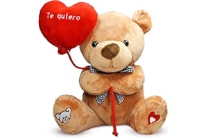 GDECORA Oso de Peluche con Corazón Globo Te Quiero - Osito de 25 cm, Perfecto para Regalos Románticos, Día de San Valentín y Día de la Madre, Marron