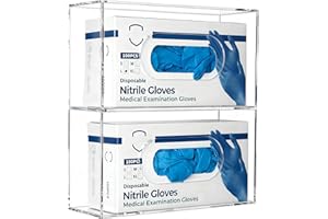 KOEMEHR Glove Box Holder Disposable Glove Dispenser Wall Mounted, Acrylic Double Gloves Storage Box for Medical, Latex, Nitrile, Exam, Disposable Gloves, Tissues Box Cover Holder, Transparent