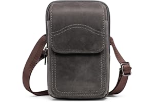 Hengwin Mała Torba na Ramię na Telefon, Saszetka na Pas z Prawdziwej Skóry, Etui na Smartfona, Męska Portmonetka z Klipsem na Pasek, Torba na Ramię