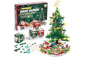 ROTKUSZ Calendario Avvento 2025 Bambini, Calendario dell'Avvento 2025 con Luce a LED, 701 Pezzi 24 in 1 Albero di Natale di costruzioni Giocattoli, Calendario dell Avvento Giocattoli Regalo di Natale (A)