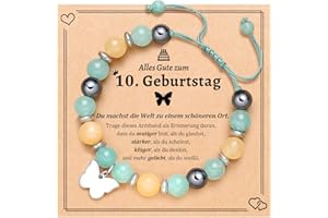 Aunis 8./9./10. Geburtstagsgeschenke für Mädchen, Schmetterlings-Natursteinarmbänder mit Zitatkarte