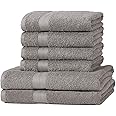 Amazon Basics Handtuch-Set, ausbleichsicher, 6 Stück, 2 Badetuch (140 x 70 cm) und 4 Handtücher (100 x 50 cm) , 100% Baumwoll