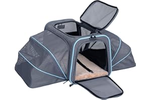 Petsfit Nosidełka dla zwierząt, zatwierdzone przez linie lotnicze nosidełka dla kotów, dwustronne, rozszerzalne nosidełko dla kotów, wygodne składane z matą polarową i kieszenią, górne wejście