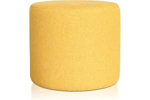 Deshome Pouf hocker Fußstütze runden Ø 50 cm Wasserabweisender Stoff: Modernes Design Pouf für Sofa Wohnzimmer Schlafzimmer, Puff hocker, Pouffe Venere Sonnige gelbe