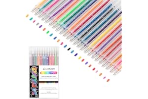 SMOOTHERPRO Metallic Gel Pens | Set of 24 | Glitter Colored Pen | for Coloring Books Cards Journaling Crafting Drawing Writing (SC633-24) | 1.0mm Tip | 24 Colors