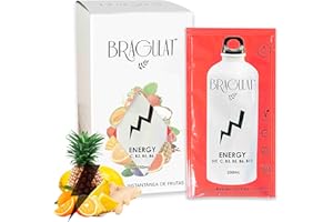 BRAGULAT/Saborizantes de agua Sin Azucar, con fruta deshidratada, Vitamina C y B12, colorantes y sabores naturales (15 Sobres Bebida Energética sabor Tropical)