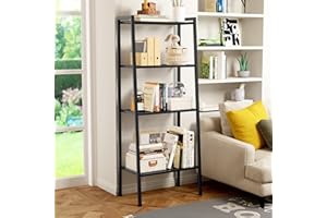 ‎SOGESHOME SogesHome Regal mit 4 Ebenen, Metallregale, Aufbewahrungsregal, Bücherregal, Aufbewahrungseinheit, Standregale, 4 Etagen, Schwarz, 60 x 35,5 x 147 cm,SH-LXH-TJ60B