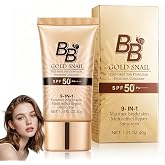 BB Cream 9 in 1 SPF 50+, CC Cream with Golden Snail Foundation, Makeup, Concealer and Sun Protection for Uniform Tone, Oil Co