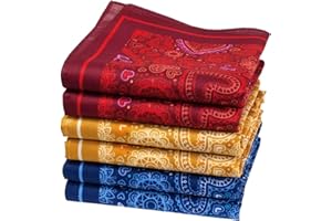 merrysquare - Fine Printed Handkerchiefs - Average Size 14”x14” - 6 Pieces - 100% Cotton