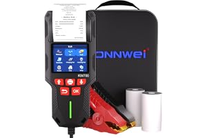 KONNWEI bilbatteritestare med skrivare, batterilasttestare 12 V 24 V, start- och laddningstest, 10–2000 CCA, batterianalysator, maskintestare för bil, lastbil, motorcykel (papper ingår)