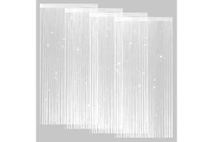 LITLANDSTAR 4 Pack String Door Curtains, 100 x 200cm String Curtain Panel Glitter String Doorways Divider Door Screens for Living Room Bedroom Party Decorations, White