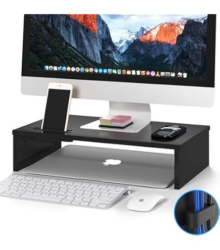 Carpentray Wooden Computer Monitor Stand, Monitor Riser Desk Shelf Desktop Stand TV Laptop Riser
